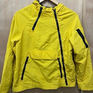 ZARA BOYS Rain Jacket Asymmetrical Zipper. Hooded Hoodie Yellow. Size Boys 11/12
